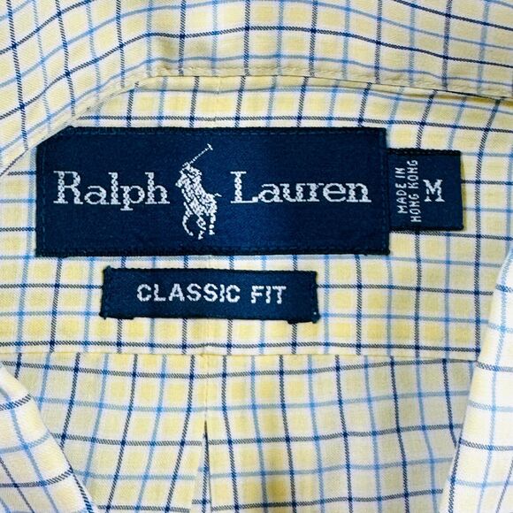 Polo Ralph Lauren Classic Fit Shirt Mens Medium Yellow Plaid Button Down Preppy - Picture 3 of 10